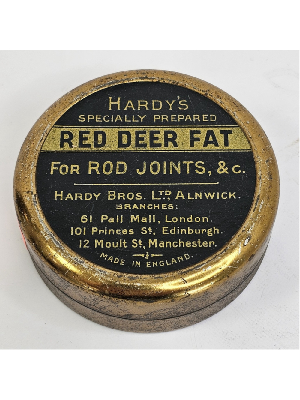Hardy’s Red Deer Fat Tin Hardy Bros Alnwick England Rod Joints Fishing Collector